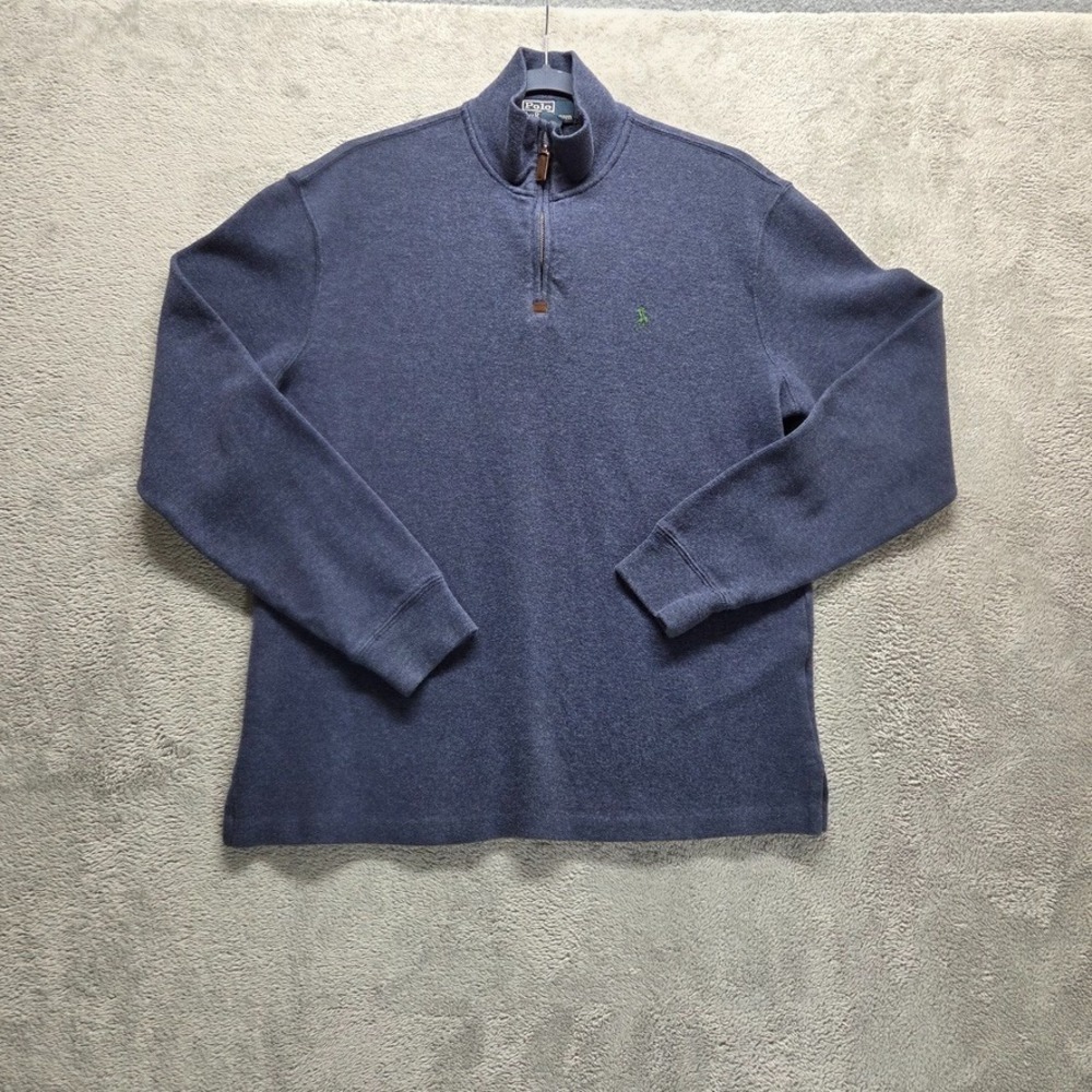 Polo Ralph Lauren Sweater Mens Medium Blue Long‎ Sleeve Quarter Zip Pullover